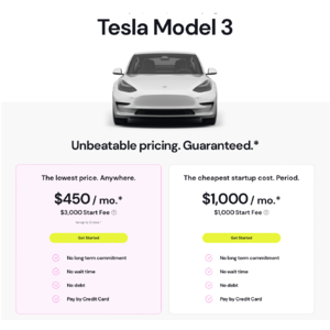 Autonomy Tesla Subscription $450 p/m $3000 down