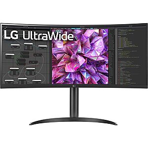 LG UltraWide QHD 34-Inch Curved Computer Monitor 34WQ73A-B, IPS with HDR 10 Compatibility, Built-In KVM, and USB Type-C, Black - $336.99
