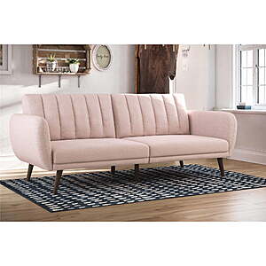 Novogratz Brittany Futon Sofa Bed and Couch Sleeper (Pink Linen) $152 + Free Shipping