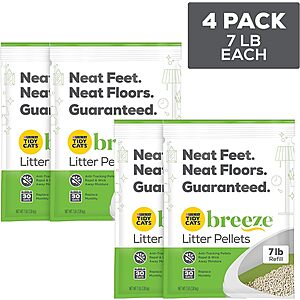 4-Count of 7-Lbs Pouches Purina Tidy Cats Breeze Litter System Refills (Original Pellets) - $30.78 with Possible 15% S&S Coupon