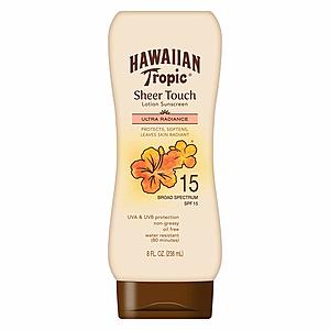 8oz Hawaiian Tropic Sheer Touch Moisturizing Broad-Spectrum Lotion Sunscreen (SPF 15) $3.13 or Less w/ S&S + Free S&H ~ Amazon