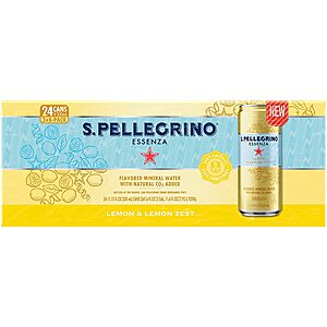 24-Pack 11.15-Oz S.Pellegrino Essenza Mineral Water (Lemon & Lemon Zest) $10.12 w/ S&S + free shipping w/ Prime or on $25+