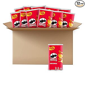 12-Ct Pringles Potato Crisps Chips: 2.3oz Original or 2.5oz Sour Cream $8 ($0.66 each) w/ S&S + Free Shipping w/ Prime or on $25+