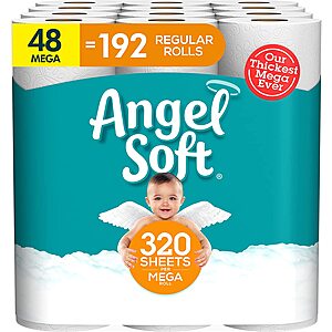 Select Amazon Accounts: 48-Count Angel Soft 2-Ply Mega Rolls Toilet Paper $28 w/ S&S + Free S&H