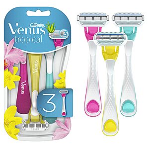 3-Count Gillette Venus Tropical Women's Disposable Razors $4.60 w/ S&S + Free Shipping w/ Prime or on $25+