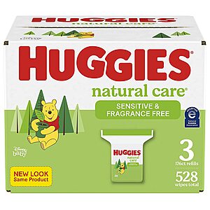 528-Count Huggies Natural Care Hypoallergenic Baby Wipes Refill (Sensitive & Fragrance Free) $15 w/ S&S + Free Shipping w/ Prime or on $25+