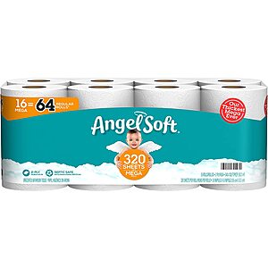 16-Count Angel Soft 2-Ply Toilet Paper (Mega Rolls) $8.75 + Free Shipping w/ Prime or on $25+