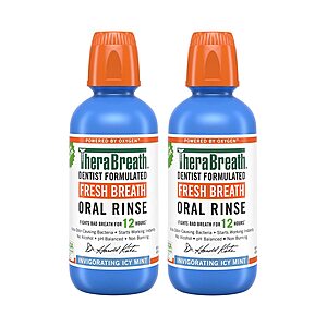 2-Pk 16-Oz TheraBreath Fresh Breath Oral Rinse (Icy Mint) + $10 Amazon Beauty Credit 4 for $46 & More w/ S&S + Free S/H