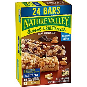 Nature Valley 20% Off: 24-Ct 1.2-Oz Sweet & Salty Nut Bars (Variety Pack) $8.20, 15-Ct 1.42-Oz 10g Protein Bars (Variety Pack) $8.20 & More w/ S&S + FS w/ Prime or on $25+