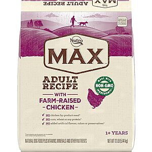 12-lb Nutro MAX Adult Recipe Dry Dog Food w/ Farm Raised Chicken $7 + Free Shipping w/ Prime or on $35+