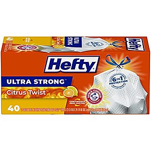 Hefty Ultra Strong Tall Kitchen Trash Bags, Citrus Twist Scent, 13 Gallon, 40 Count - $6.11 /w S&S - Amazon