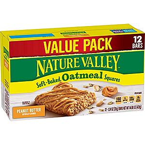 Nature Valley Peanut Butter Soft-Baked Oatmeal Squares Value Pack, 12ct - $3.73 /w S&S - Amazon
