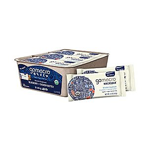 GoMacro Macrobar Organic Vegan Protein Bars - Blueberry + Cashew Butter, 2.3 Ounce Bars (Pack of 12) - $22.02 - Amazon