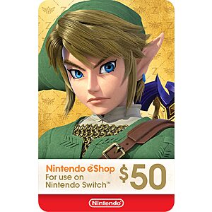 $44.99: $50 Nintendo eShop Gift Card (Digital Delivery)