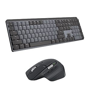 $218.48: Logitech MX Mechanical Full-Size Illuminated Wireless Keyboard and MX Master 3S Performance Wireless Bluetooth Mouse Bundle