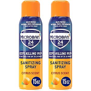 $4.14: 2-Count 15-Oz Microban 24 Hour Sanitizing and Antibacterial Spray (Citrus)