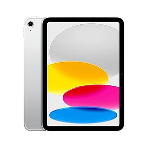 $499.00: Apple iPad (10th Generation): 64GB, Wi-Fi 6 + 5G Cellular