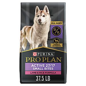 Purina Pro Plan High Protein, Small Bites Dog Food, SPORT 27/17 Lamb & Rice Formula - 37.5 lb. Bag $37.69 & More at Amazon