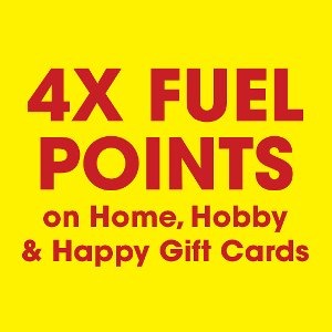 4X fuel points at Kroger on Home, Hobby and Happy gift cards. Expires 10/05/21