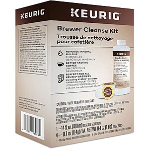 Keurig Brewer Cleanse Kit For Maintenance Includes Descaling Solution & Rinse Pods, Compatible with Keurig Classic/1.0 & 2.0 K-Cup Pod Coffee Makers, 4 Count - $7.99 at Amazon
