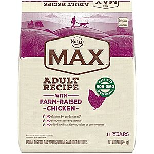 Nutro max dog food 12 lb bag $8.49 after coupon at Amazon
