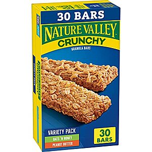 30-Count Nature Valley Crunchy Granola Bars (Oats 'n Honey & Peanut Butter) $5.70