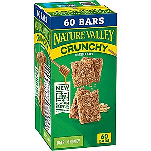 60-Count Nature Valley Crunchy Granola Bars (Oats n Honey) $10.85 w/ S&S + Free Shipping w/ Prime or on orders $25+