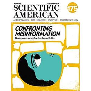 25% off Scientific American with promo code Fallsave25 - Fall Flash Sale 25% Off all subscriptions thru November 3, 2020, at 11:59 p.m. $25.99