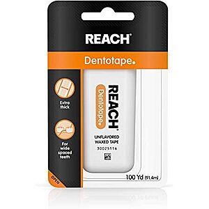 100-Yards Reach Dentotape Waxed Dental Floss (for Wide Spaced Teeth) $1.40 w/ S&S + Free S&H w/ Prime or $25+