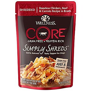 12-Pk 2.8-Oz Wellness CORE Simply Shreds Dog Food Mixer / Topper (Various Flavors) $10.40 w/ Subscribe & Save