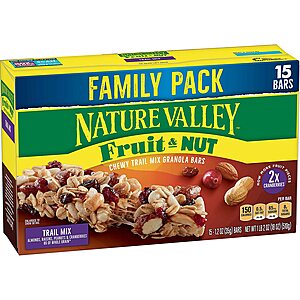 15-Count Nature Valley Fruit and Nut Chewy Trail Mix Granola Bars $5.55 w/ Subscribe & Save
