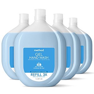 4-Pack 34-Oz Method Gel Hand Soap Refill (Sea Minerals) $22.70 w/ S&S + Free S&H w/ Prime or $35+