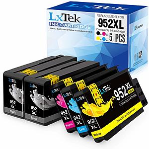 5 pack Compatible HP 952XL ink cartridges (2 Black, 1 Cyan, 1 Magenta, 1 Yellow)  $27.88