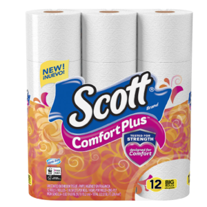 24 rolls ( 2 x 12 packs) Scott ComfortPlus Bathroom Tissue, Big Rolls, $5.20 with coupons, 12 rolls Scott Paper Towels Choose-A-Sheet, $6 Walgreen's