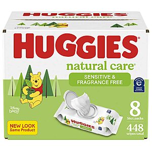 448-Count Huggies Natural Care Unscented Baby Wipes (Sensitive) $11.23 w/ S&S + Free Shipping w/ Prime or on orders over $25