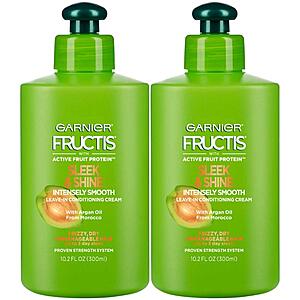 2 count Garnier Fructis Sleek & Shine Intensely Smooth Leave-In Conditioning Cream, 10.2 Ounce: $4.19 or lower