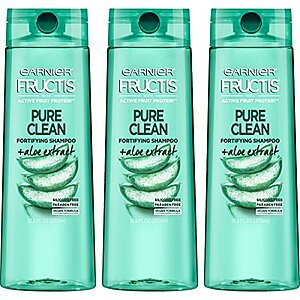 3 pack 12.5 oz Garnier Hair Care Fructis Pure Clean Shampoo: $5.52 or lower