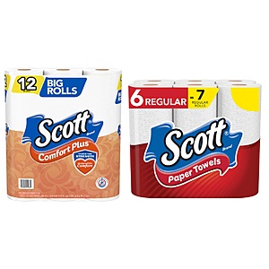 3x for $8.20 - 12-Pk Scott ComfortPlus Big Rolls Toilet Paper or 6-Pk Scott Paper Towels - Free store pickup with filler item $8.19
