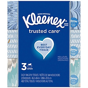 3-Pack 144-Count Kleenex Everyday Facial Tissues $2.75 & More + Free Store Pickup