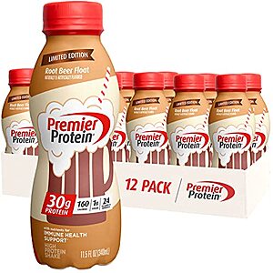 Premier Protein Shakes & Powders: 12-Pk 11.5-oz Protein Shakes (Root Beer Float) $14.40 & More w/ Subscribe & Save