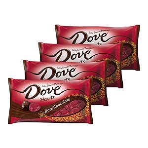 4-Pack 8.87-Oz Dove Promises Valentine Dark Chocolate Candy Hearts $8.17 + Free Prime Shipping