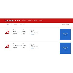 Fly JFK to ZRH non-stop for LM 16,500 and $30.60 total