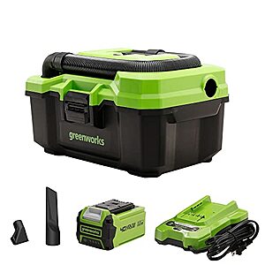 40-Volt 3-Gallon Greenworks Wet / Dry Shop Vacuum w/ 2.0Ah Battery, Charger & Accessories $90 + Free Shipping