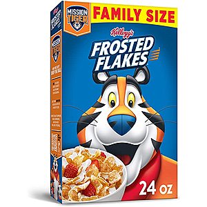 Kellogg's Frosted Flakes Cereal - Sweet Breakfast that Lets Your Great Out, Fat-Free, Family Size, 24 oz Box $2.85