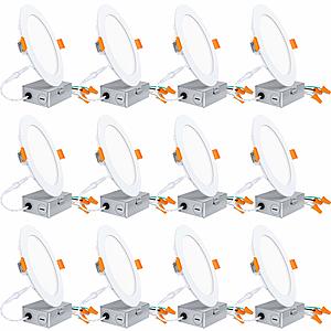 12-Pack Hykolity 100-Watt Equivalent Dimmable Canless LED Recessed Downlight 6 Inch 5000K $67.99