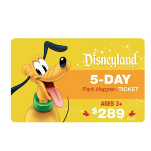 TARGET Disneyland 5 day park hopper tickets $289  plus extra 5% discount with redcard.