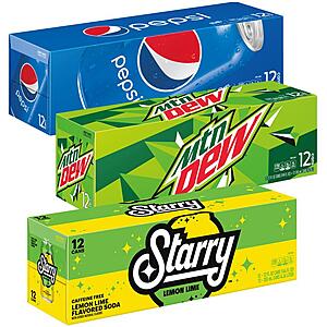 Dollar General in store, Pepsi, Mountain Dew or Starry 12 packs, 3 for $10 w/ digital coupon, 7UP, Dr Pepper, RC, Sunkist, A&W, Canada Dry, 3 for $11