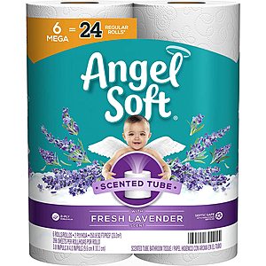 6-Count Angel Soft Mega Roll Toilet Paper w/ Fresh Lavender Scent $5.60