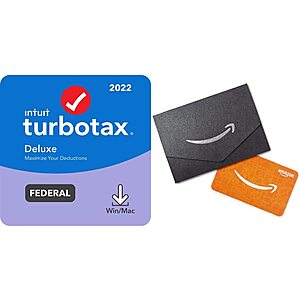 TurboTax Deluxe Fed Only 2022 [Download] + $10 Amazon Gift Card - $37.99