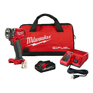 Milwaukee 2854-21HO M18 FUEL 18V 3/8" Compact Impact Wrench w/ Friction Ring Kit $122.55
